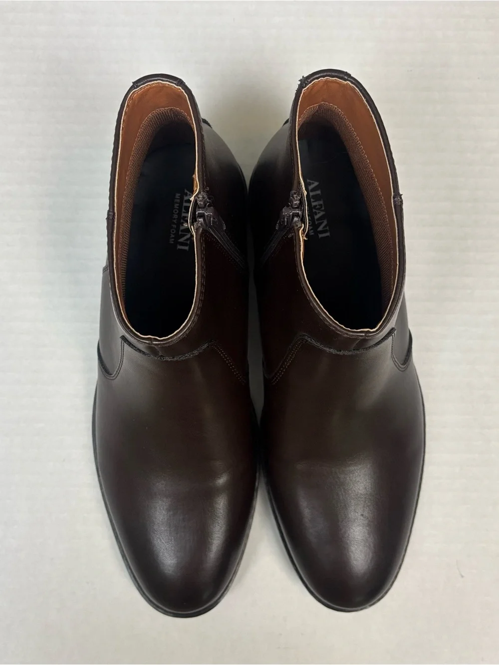 Alfani Dark Brown Leather Chukka Boots with Side Zipper